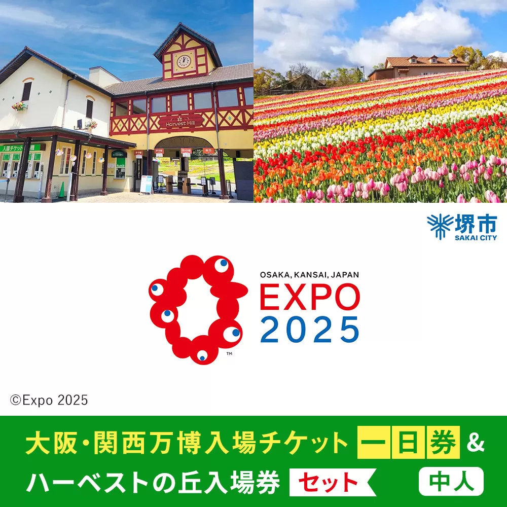 【堺市ふるさと納税】大阪・関西万博入場チケット＜一日券／中人＞ + ハーベストの丘入園券