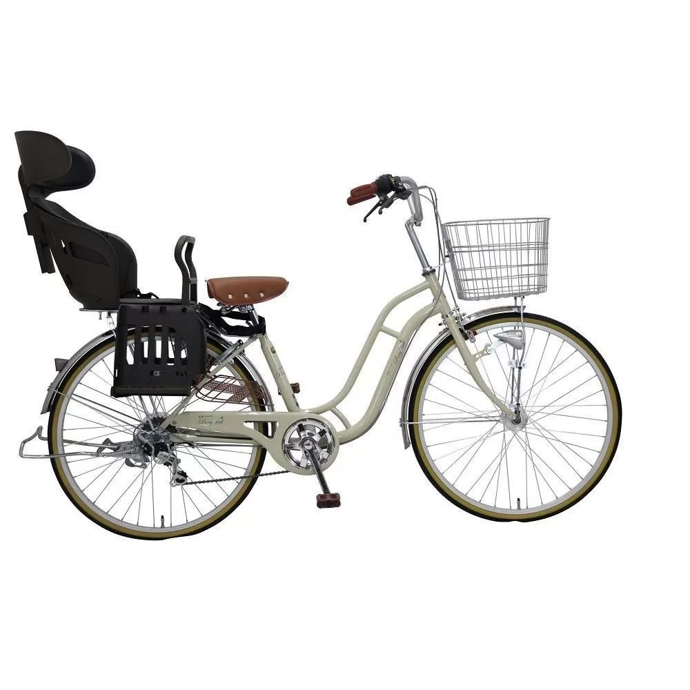 ヱビス自転車 子供乗せ自転車 24インチ ポニーテール246R シマノ製外装6段変速　電動なし（シマノ製ローラーブレーキ LEDオートライト）【本体ミルクコーヒー/子乗せブラウン】