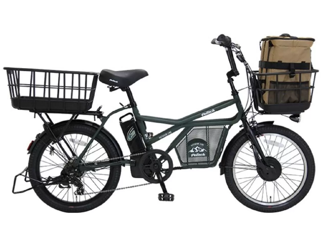 【ふるさと納税】 完成品 ペット乗せ 電動自転車 ミニベロ eカーゴバイク ペットポーター GRC-515L-PET 20インチ OGK 電動アシスト自転車 シマノ製外装7段変速【本体：マットオリーブ×リュック：キャメル】【 自転車 電動自転車 電動アシスト シマノ SHIMANO 大阪府 堺市】