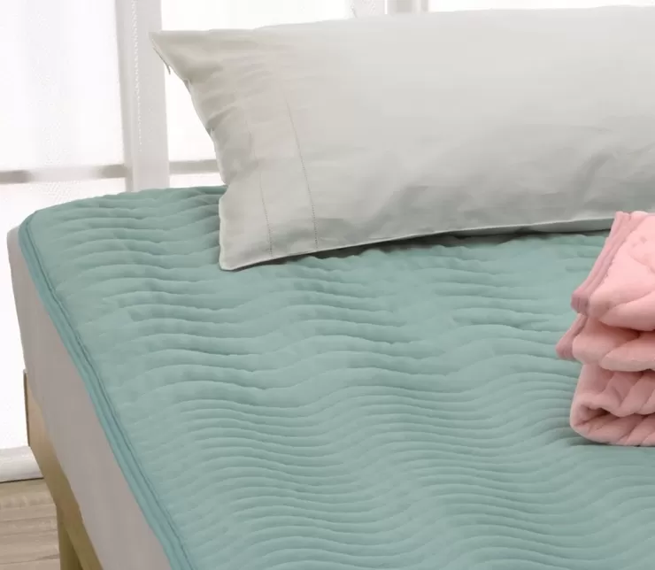 ROMANCE 蓄熱わた入り パイル綿100% 敷きパッド シングル グリーン 31359370｜寒さ対策 シンプル 敷パッド 綿100% 蓄熱保温 洗濯可能 [4120]