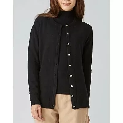 希少ベビーカシミヤ100％ 女性 ロングカーディガン L ブラック 1枚 20403L BK [0916]