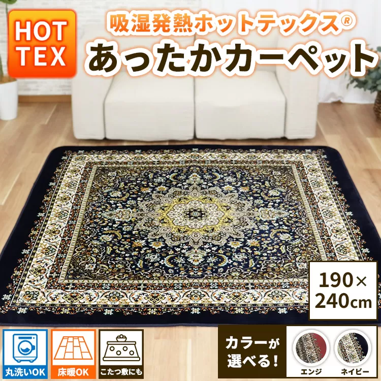吸湿発熱ホットテックス® あったかカーペット 長方形 190×240cm 1枚 A-34922R