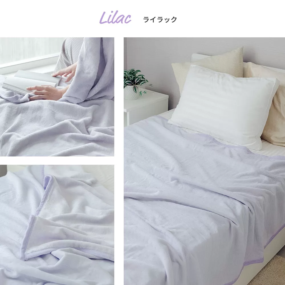 なめらかなパイルとさらさらガーゼ コットンケット [シングル／ライラック] VK401-2 日本製 2タッチ (ガーゼ＆パイル) [4651]