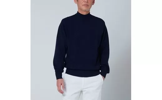 日本製 カシミヤ100% ハイネック ネイビー 2Lサイズ [2600]