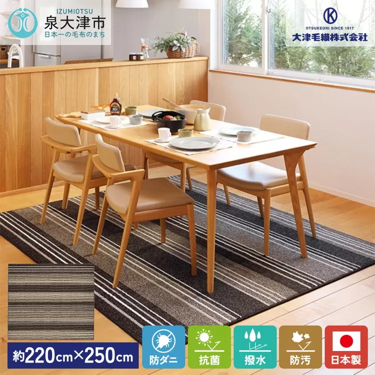 日本製 撥水・防汚 カーペット ブラウン 1枚 約220×250cm 600022201型 [1125]
