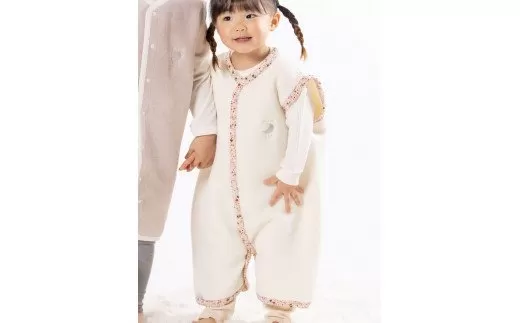 綿毛布 スリーパー (Lサイズ) 2way仕様で暖かアイボリー×花 毛布の町 (泉大津産)｜ sleeper-s [2458]