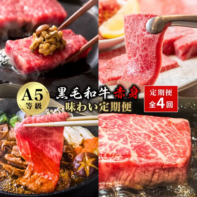 【特選定期便 全4回】A５等級黒毛和牛赤身味わい定期便 | 牛肉 焼肉 すき焼き ステーキ ブロック