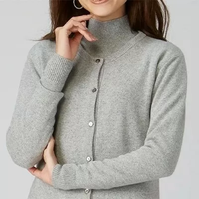 希少ベビーカシミヤ100％ 女性 ロングカーディガン L ライトグレー 1枚 20403L GY [0910]