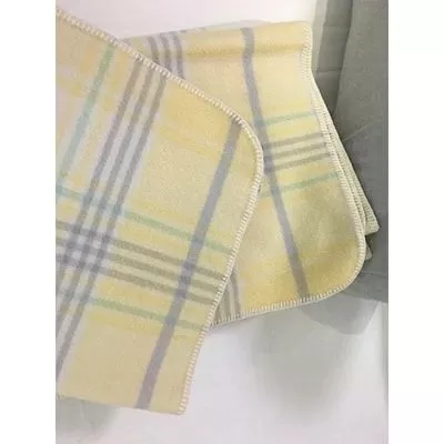 ウール100%毛布 同色2枚 チェック「イエロー／シングル」 [0176]
