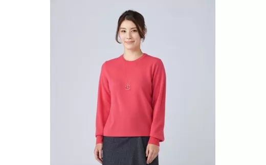 日本製 カシミヤ100% レディース クルーネック ローズピンク 2Lサイズ [2676]