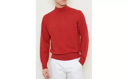 日本製 カシミヤ100% ハイネック 赤 Mサイズ [2535]