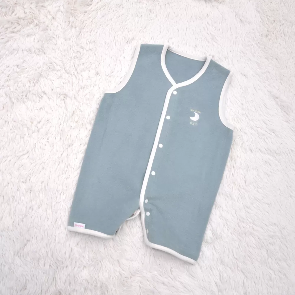 綿毛布スリーパー 2way仕様で暖か(Mサイズ) アッシュグリーン×ホワイト 毛布の町(泉大津産) sleeper-s [3012]