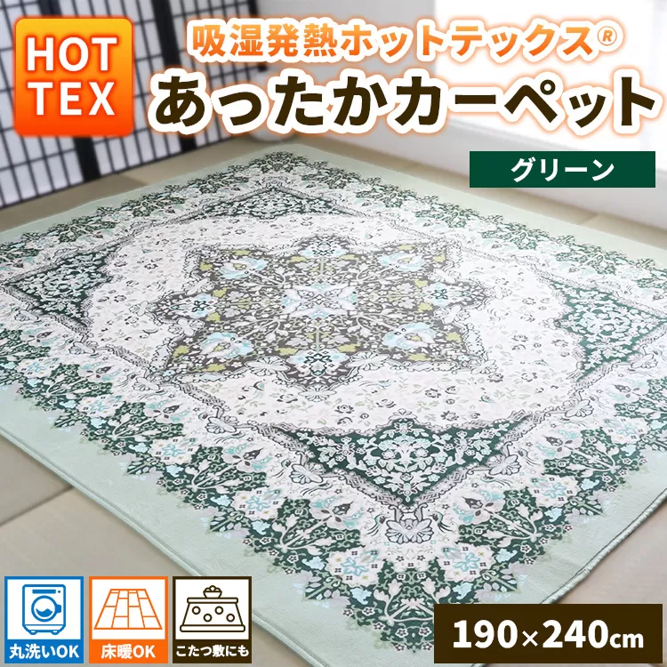 【数量限定】吸湿発熱ホットテックス® あったかカーペット 長方形 190×240cm 1枚 SH-3152R GR