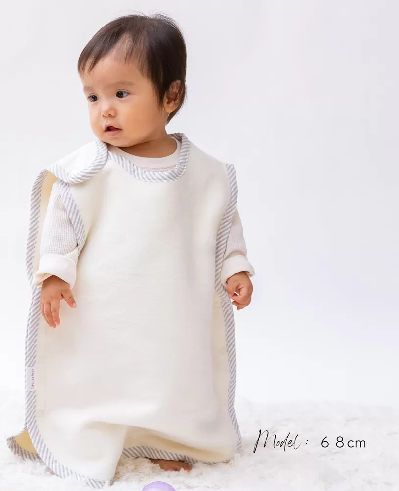 名入れ可 綿毛布スリーパー (丸型) アイボリー×ストライプ 毛布の町泉大津市産 sleeper-maru [3343]