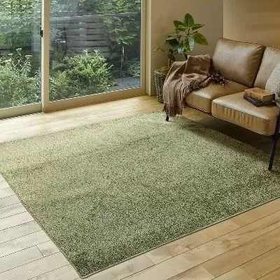 日本製 カーペット グリーン 1枚 約185×240cm 240611936型 [1142]