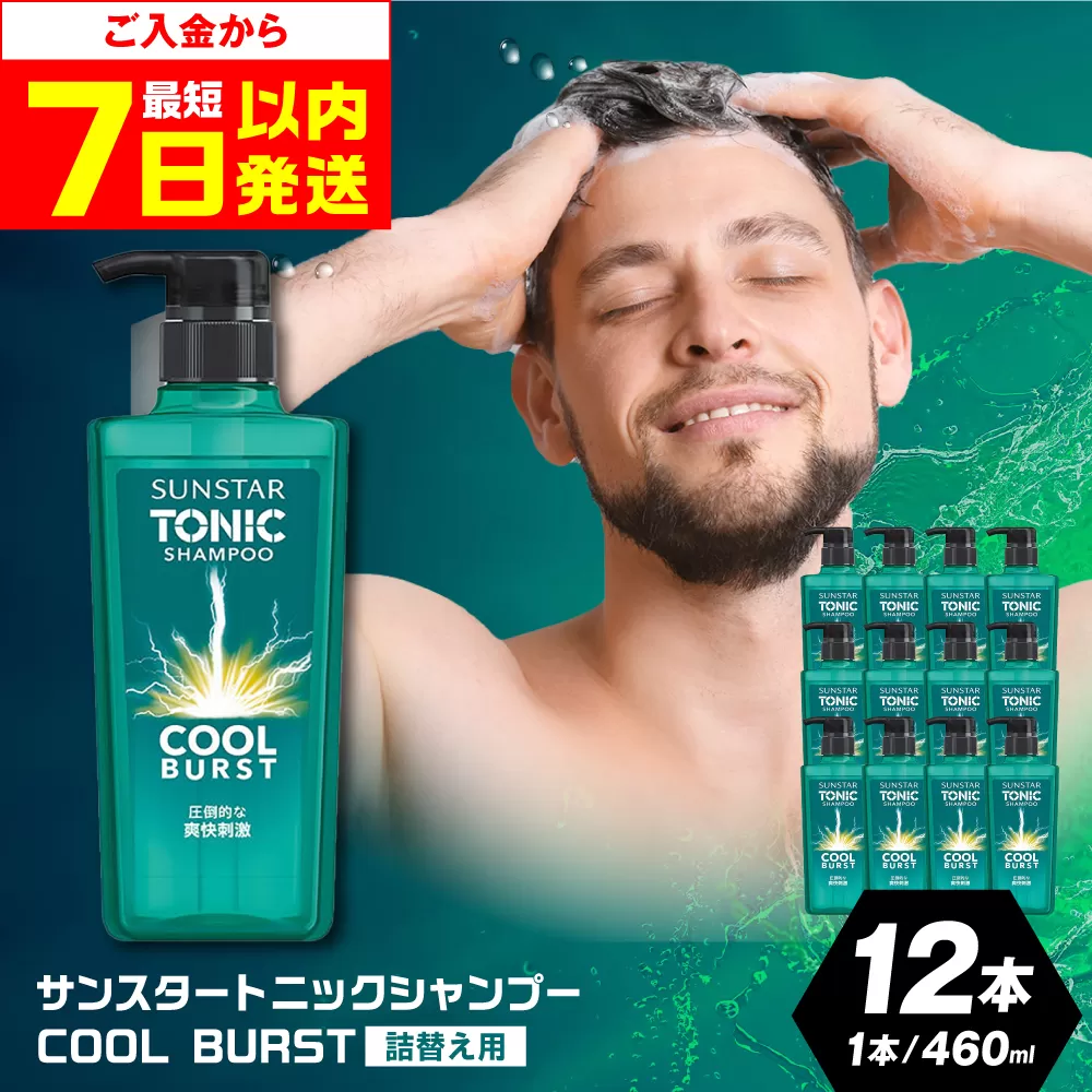 [最短7日以内発送]サンスタートニックシャンプー 460ml×12本[シトラスハーブの香り] シャンプー メンズ 男性 大容量 まとめ買い 大阪府高槻市/サンスター[AOAD030]