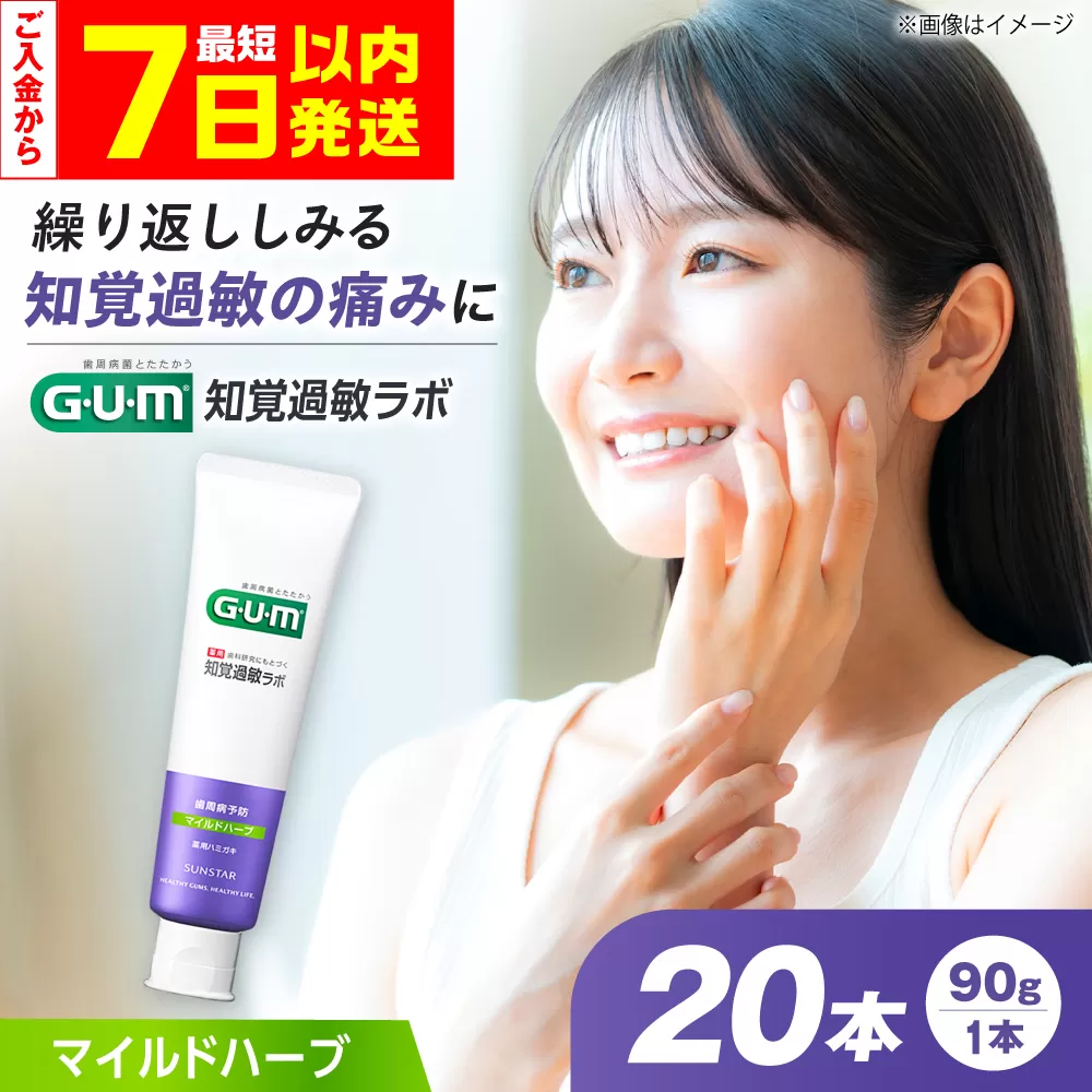 【最短7日以内発送】 GUM知覚ラボ デンタルペースト 90g（マイルドハーブ）20本 歯磨き粉 ハミガキ 知覚過敏 はみがき GUM ストック 消耗品 日用品 大容量 大阪府高槻市/サンスター [AOAD051]