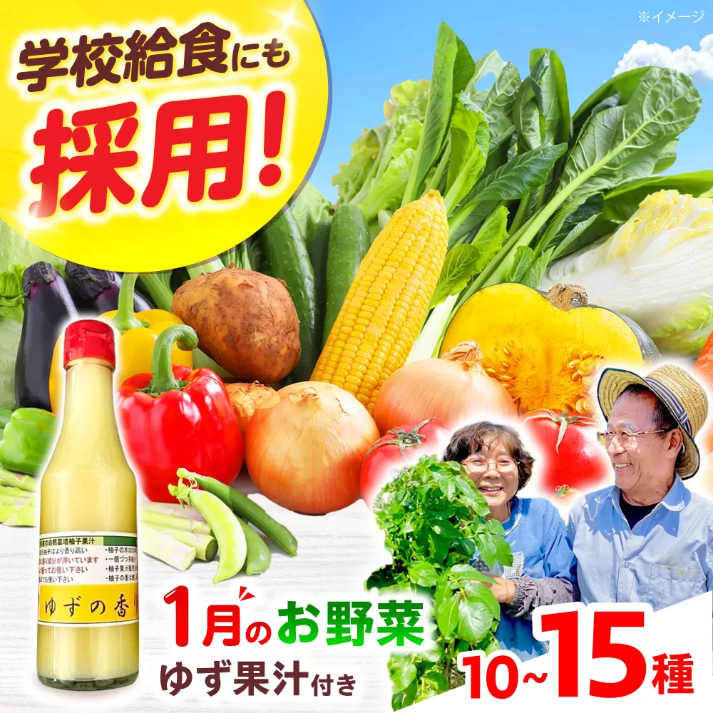 【数量限定】厳選！旬を味わう高槻野菜詰め合わせ 1月（10〜15種）＆農家さん自家製ゆず果汁 200ml×1本セット　大阪府高槻市/高槻あぐり [AOCS003] 新鮮 旬 人気 お取り寄せ 詰め合わせ