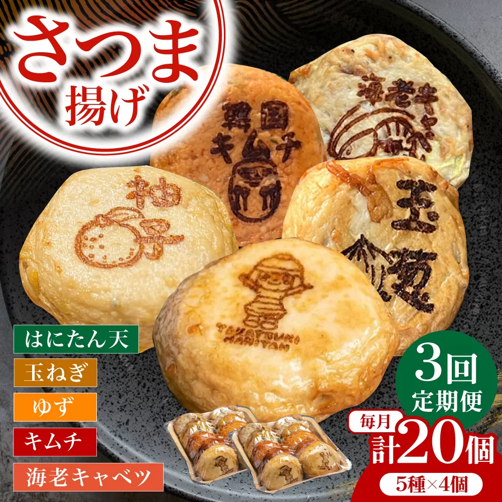 【定期便】ねり天20個セット（5種×4個入り）3か月分　大阪府高槻市/ねり天・旬彩和食　山城 [AOCP001] 練り物 おでん お取り寄せ グルメ
