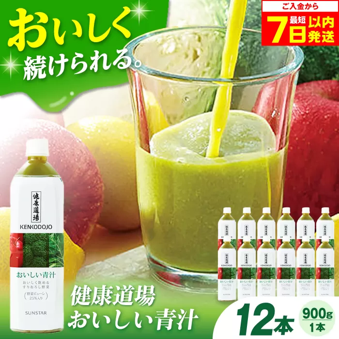 健康道場 おいしい青汁ペットボトル900g 12本 (6本入×2ケース) 青汁 健康食品 健康飲料 野菜ジュース まとめ買い 大阪府高槻市/サンスター[AOAD031]
