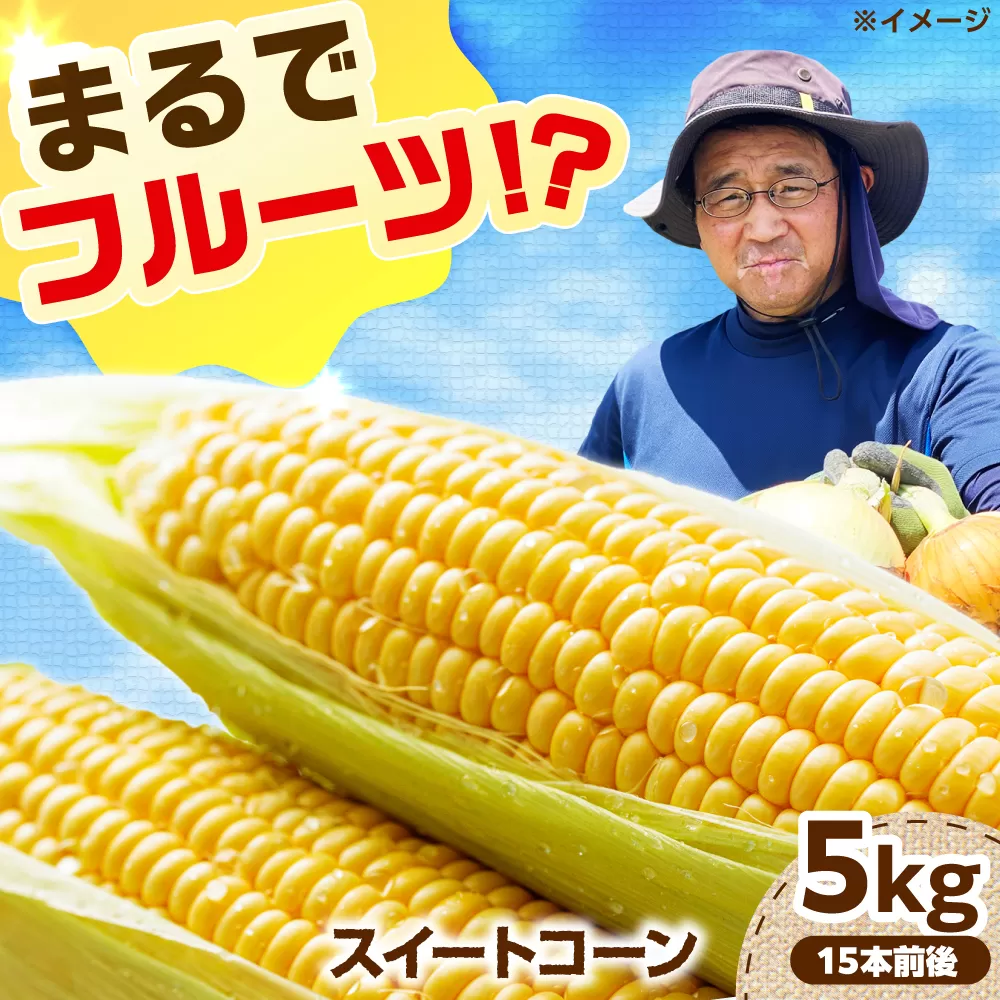 【6月頃発送予定】朝採れとうもろこし スイートコーン 5kg/15本前後 高槻市産 とうもろこし トウモロコシ コーン 甘い 野菜 新鮮 大阪府高槻市/高槻あぐり [AOCS028]