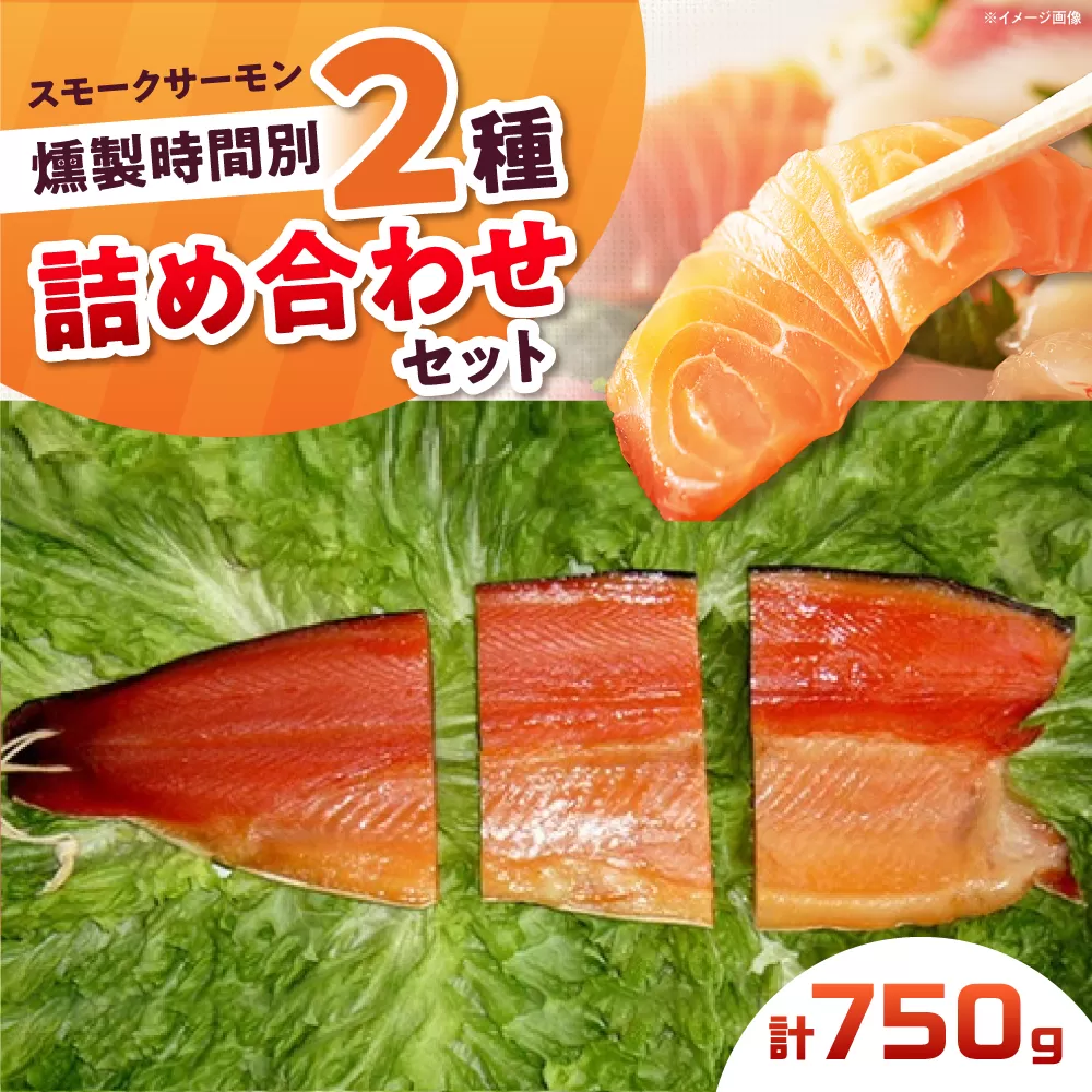 ハーフ＆ハーフ 約750g 2パック入り 12・36時間燻製の詰め合せ 冷凍 サーモン 鮭 さけ サケ 魚 燻製 スモーク ギフト プレゼント 大阪府高槻市/スモークサーモンのウエマツ [AOEF009]