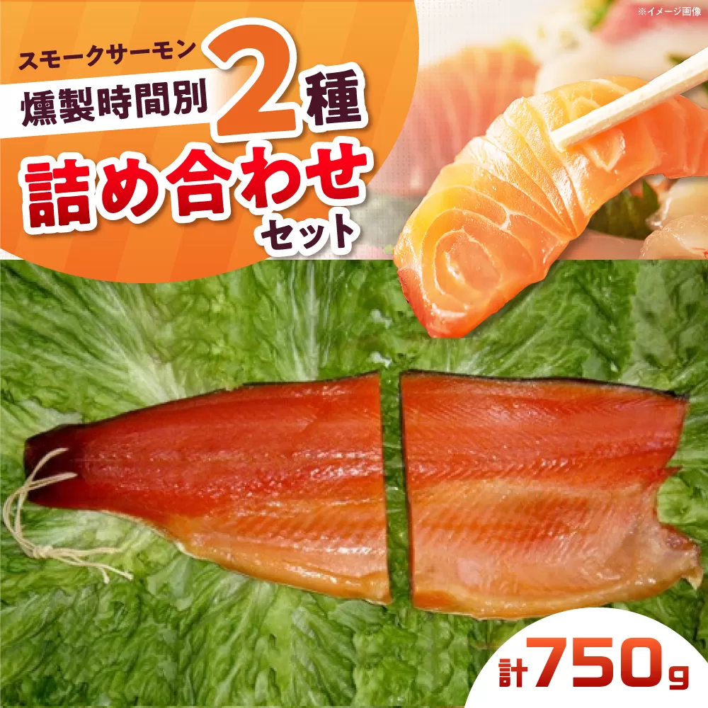 ハーフ＆ハーフ 約750g 2パック入り 12・36時間燻製の詰め合せ 冷凍 サーモン 鮭 さけ サケ 魚 燻製 スモーク ギフト プレゼント 大阪府高槻市/スモークサーモンのウエマツ [AOEF009]