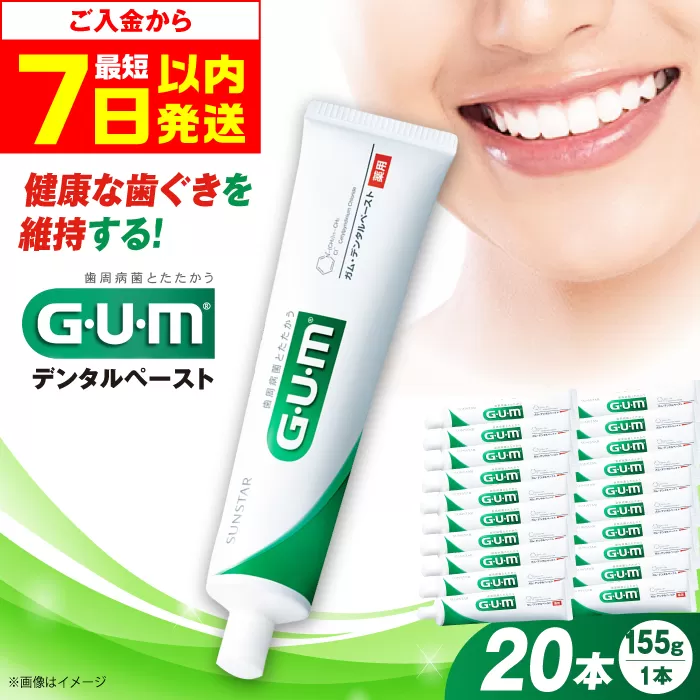 ガム・デンタルペースト 155g×20本 サンスター 歯磨き 歯みがき ハミガキ 歯周病 虫歯 口臭 大阪府高槻市/サンスター[AOAD026]