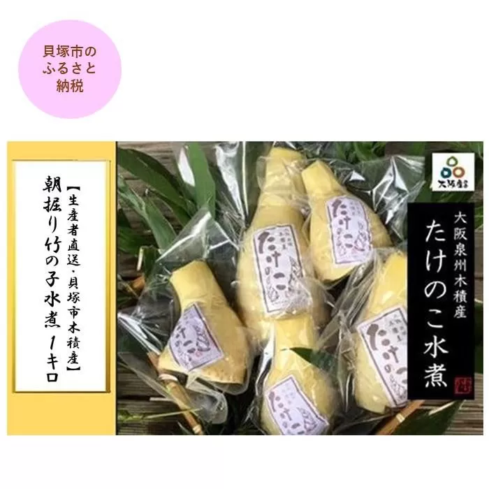 <2027年4月中旬より発送予定>【生産者直送・貝塚市木積産】朝掘り竹の子水煮 1kg
