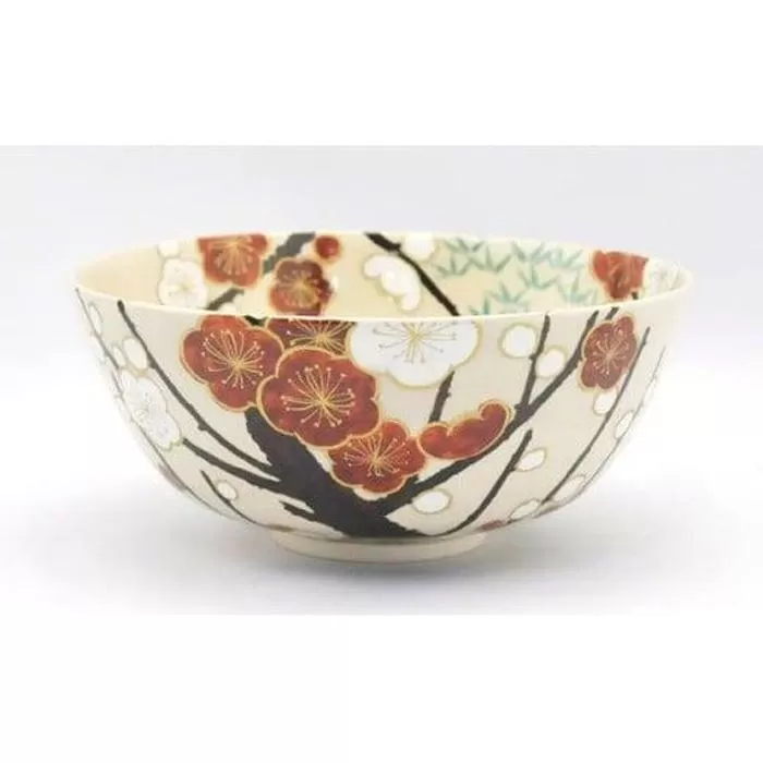 金彩 紅白梅紋大鉢【水間焼伏原窯】