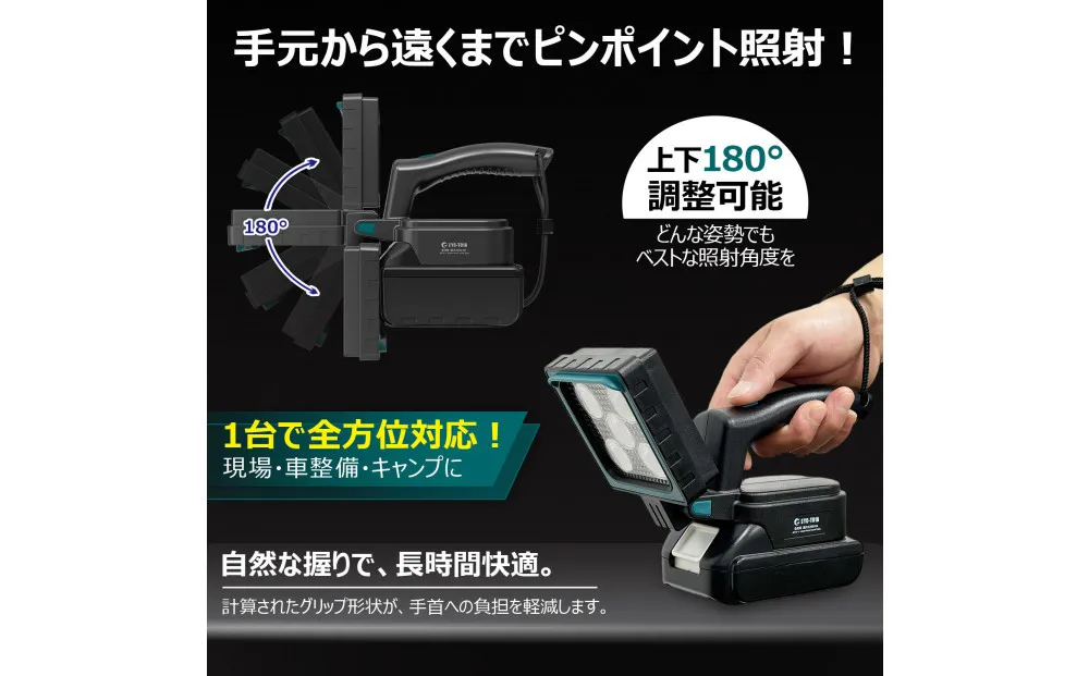 バッテリー着脱式LED投光器 15W「マッチングファイターV18 XS」YC-T01A
