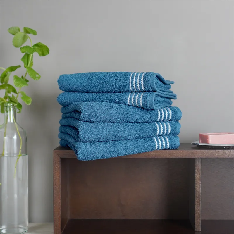 シルキータッチ フェイスタオル ブルー5枚 G2074