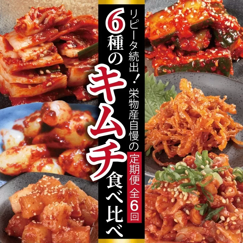 【リピーター続出】6種 キムチ食べ比べ 定期便 全6回【毎月配送コース 高評価 人気 惣菜 きむち 漬物 韓国グルメ おつまみ 家計応援 お楽しみ 福袋】 099Z245