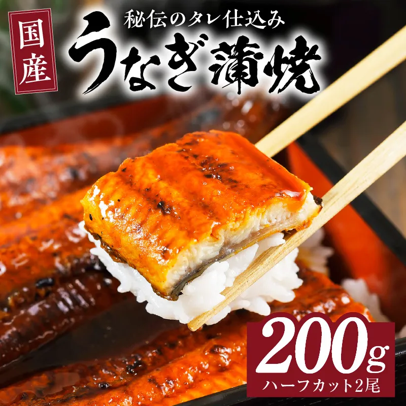国産うなぎ ハーフカット 合計 200g 秘伝のたれ 蒲焼 訳あり 鰻 ウナギ 無頭 炭火焼き 備長炭 手焼き G1848
