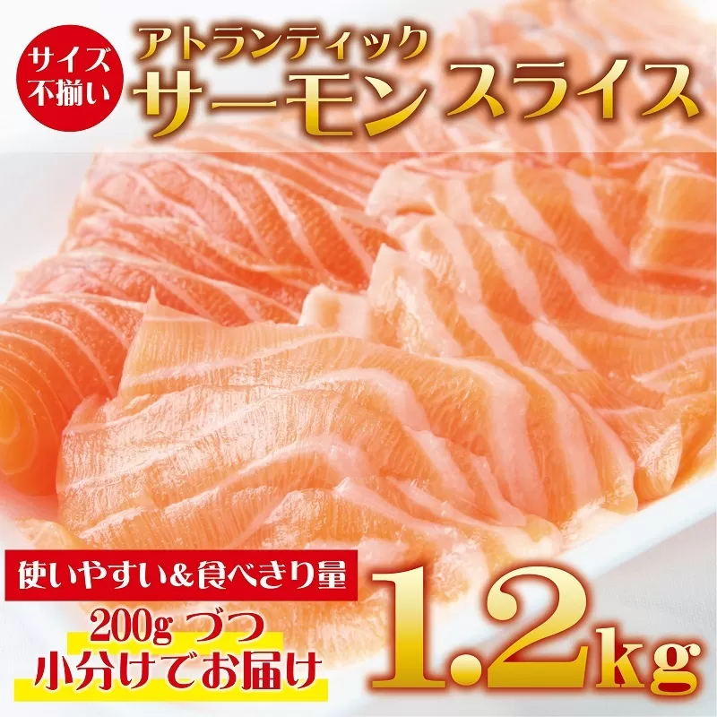 アトランティックサーモン 1.2kg（200g×6）訳あり サイズ不揃い 020C301