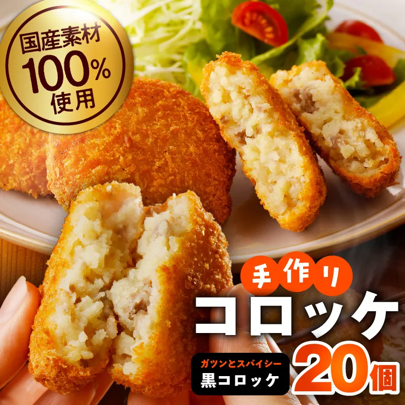 国産素材100％ 手作りコロッケ 合計20個【黒コロッケ 無添加 国産 惣菜 おやつ おつまみ お弁当 三代目コロッケ】 005A721