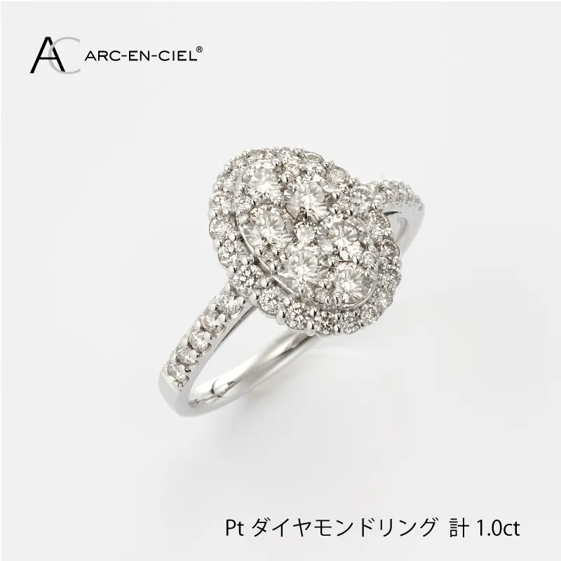 ARC-EN-CIEL プラチナ ダイヤリング（計 1.0ct）【鑑別書付き ジュエリー プレゼント ギフト ファッション アクセサリー 贈り物 贈答 お祝い 記念日】 J003-4