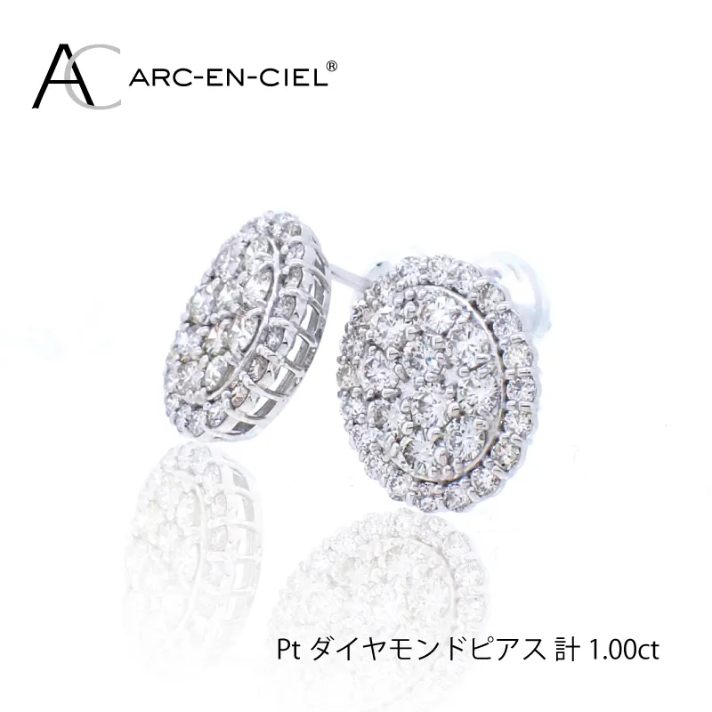 ARC-EN-CIEL プラチナ ダイヤピアス（計 1.0ct）【鑑別書付き ジュエリー プレゼント ギフト ファッション アクセサリー 贈り物 贈答 お祝い 記念日】 J022-3