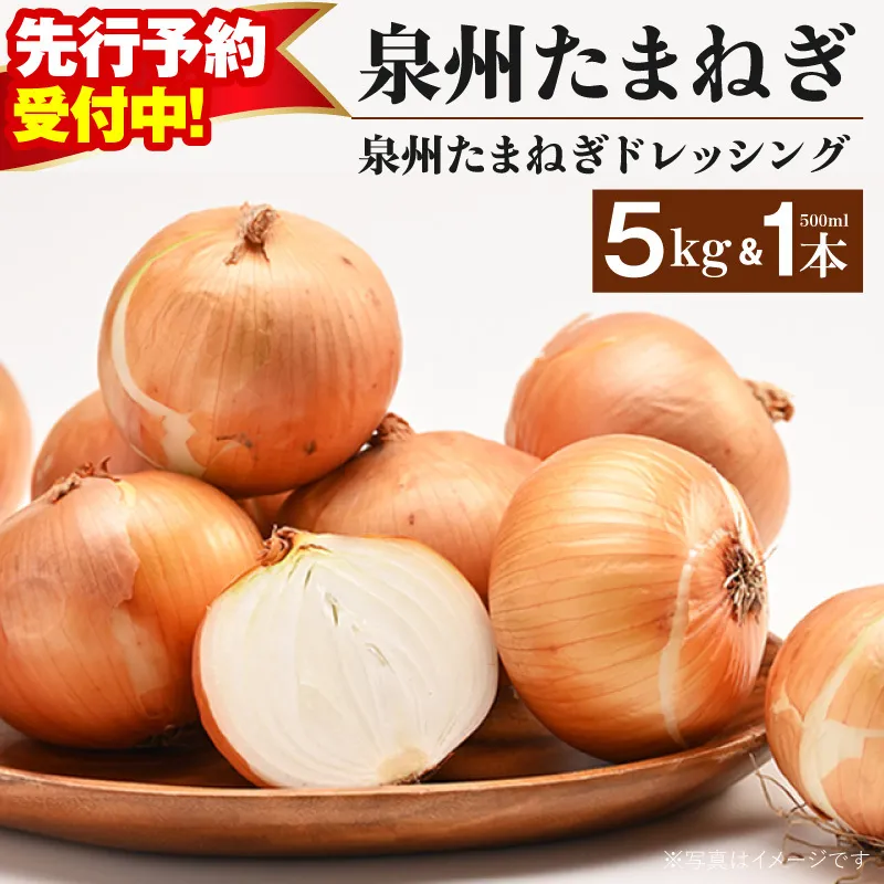 【先行予約】泉州たまねぎ５kgとたまねぎドレッシング１本（５００ml）【玉ねぎ タマネギ 玉葱 甘い 野菜 国産 オニオン スライス サラダ カレー シチュー バーベキュー BBQ 肉じゃが TVで紹介！】 G3667