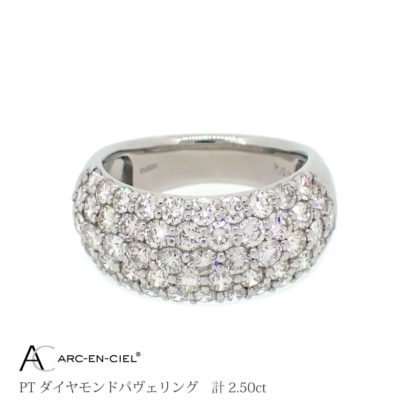 アルカンシェル プラチナ ダイヤパヴェリング ダイヤ 計 2.50ct【鑑別書付き ジュエリー プレゼント ギフト ファッション アクセサリー 贈り物 贈答 お祝い 記念日】 J039-4