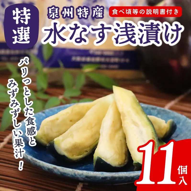 特選水なす浅漬け 11個入り【新鮮 野菜 泉佐野産 茄子 やさい 高評価 数量限定】 020C570