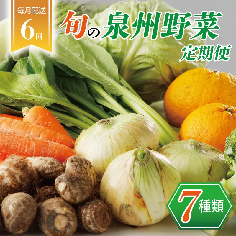 泉州野菜 定期便 7種類×全6回【毎月配送 国産 野菜 やさい 詰め合わせ セット 新鮮 旬 冷蔵発送 ええもん ていきびん】 099Z113