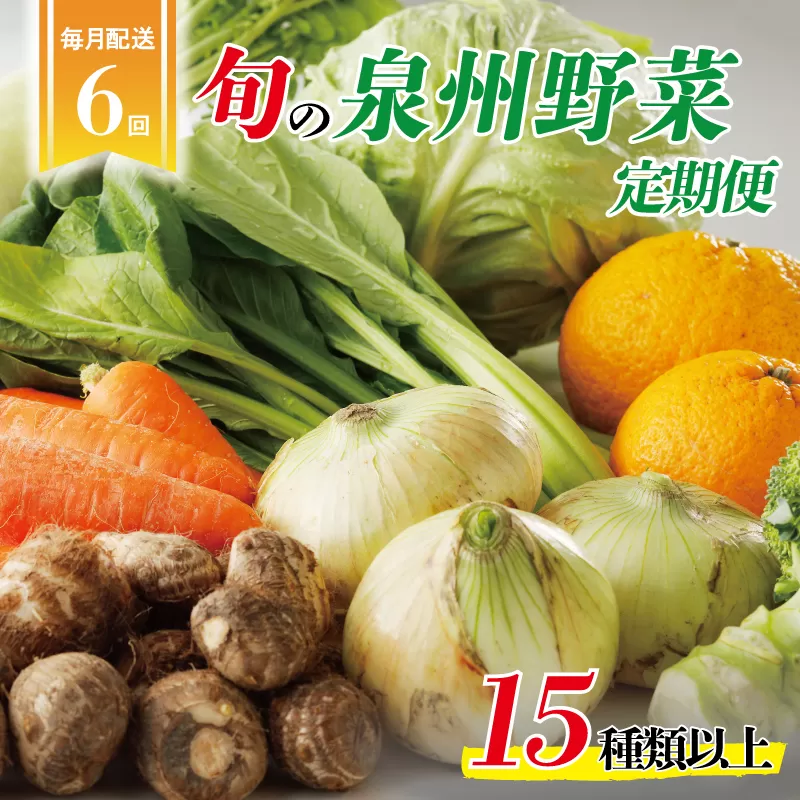 泉州野菜 定期便 15種類以上×全6回【毎月配送 国産 野菜 やさい 詰め合わせ セット 新鮮 旬 冷蔵発送 ええもん ていきびん】 099Z115