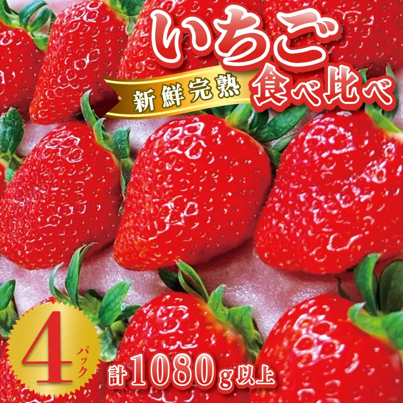 【先行予約】完熟新鮮 いちご食べ比べ 4パック 合計1080g以上 G1217