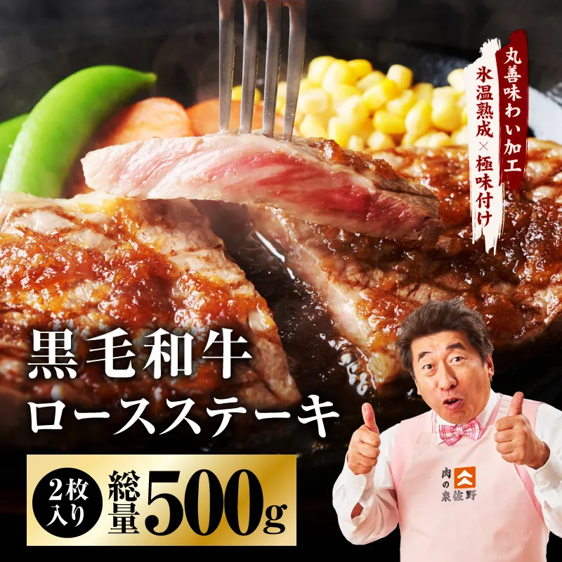 【スピード発送】黒毛和牛 ロースステーキ 2枚 総量 500g【氷温熟成×極味付け 国産 牛肉 経産牛 すてーき 訳あり サイズ不揃い】 mrz0002