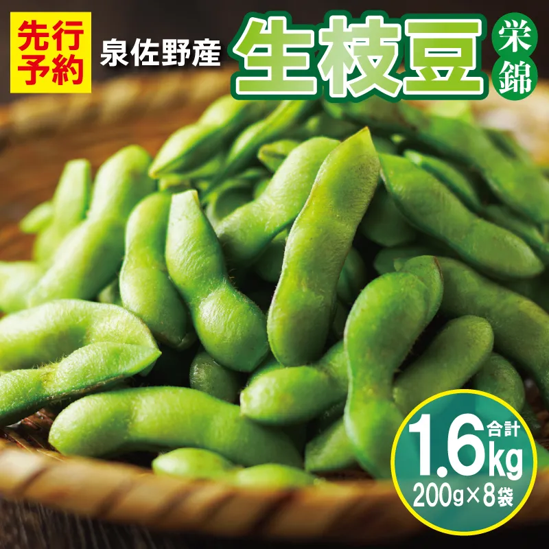 【先行予約】新鮮枝豆（栄錦）合計 1.6kg（200g×8） 099H2307