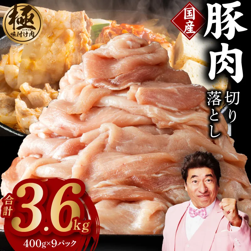 国産 豚肉 切り落とし 3.6kg【国産 味付け肉 400g×9P 小分け 訳あり 部位不揃い】 CFX0059