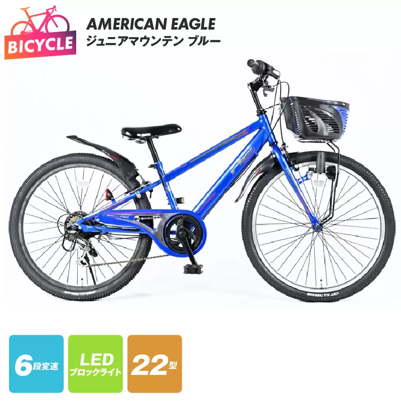 AMERICAN EAGLE ジュニアマウンテン22 ブルー【自転車 完成品 組み立て不要 アウトドア サイクリング じてんしゃ 通勤 通学 新生活】 099X218