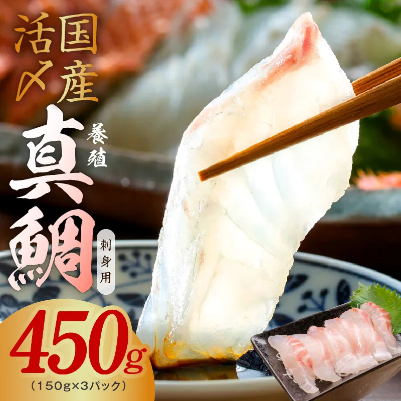 国産活〆 養殖 真鯛 お刺身用 450g 便利な小分け 3パック【小分け 訳あり サイズ不揃い 刺身 海鮮丼 人気 オススメ 冷凍】 G1712