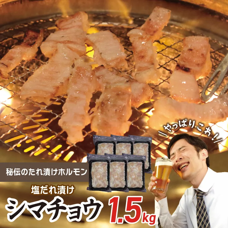 【焼肉屋の定番】シマチョウ 塩だれ漬け 1.5kg【小分け 250g×6 牛肉 ホルモン 焼肉用】 G1765